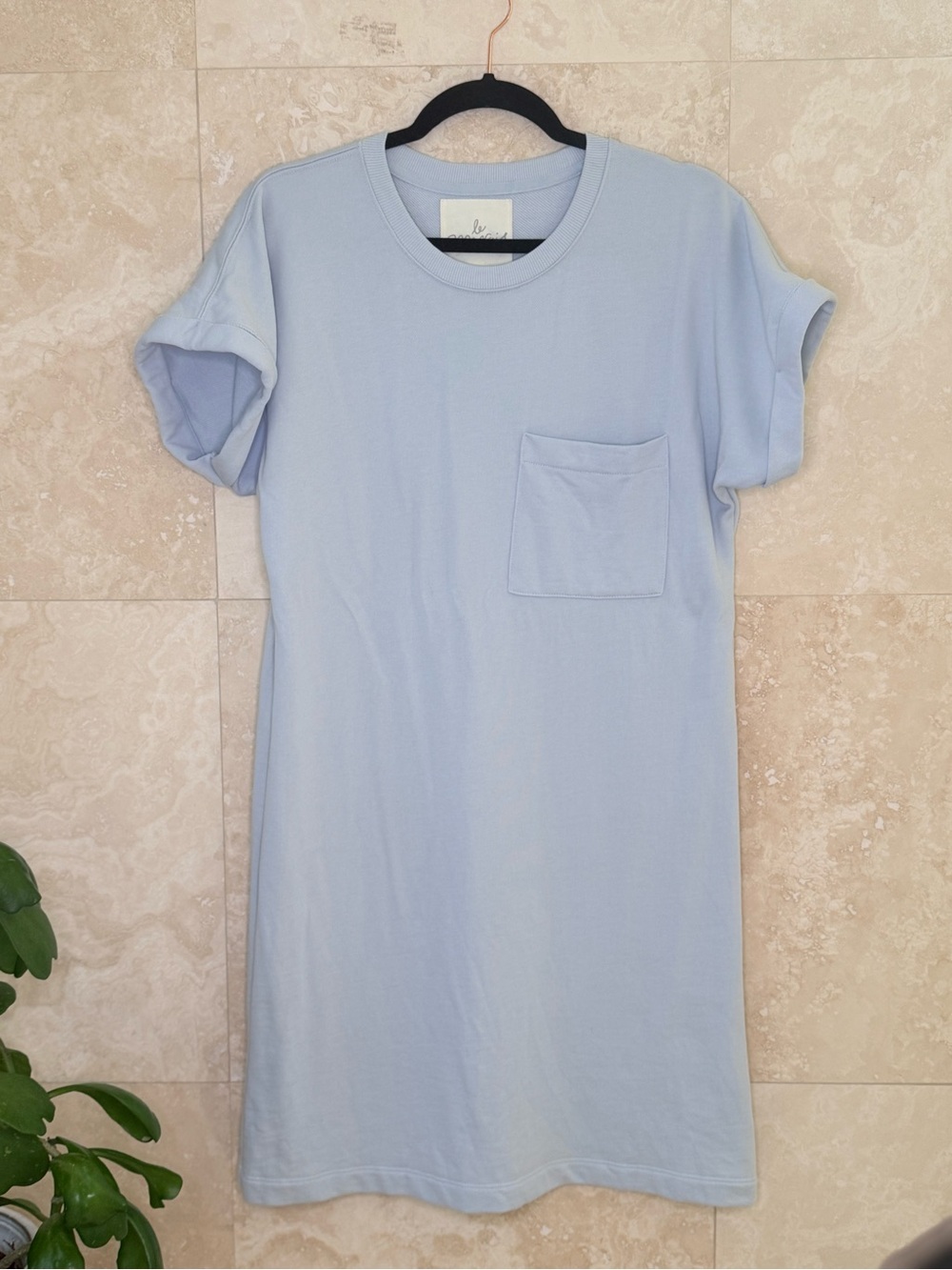 Le Marais T-Shirt Dress Sky Blue 100% Pima Cotton Size Small EUac